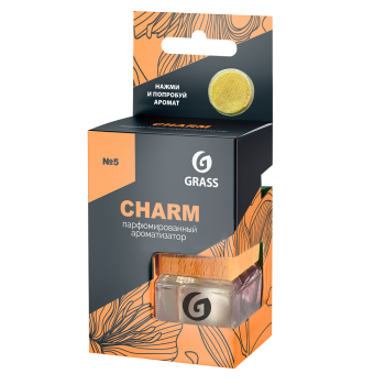 Ароматизатор подвесной жидкий GraSS Charm (7 мл) бутылочка с ароматом карамели, дыни, личи и чабреца