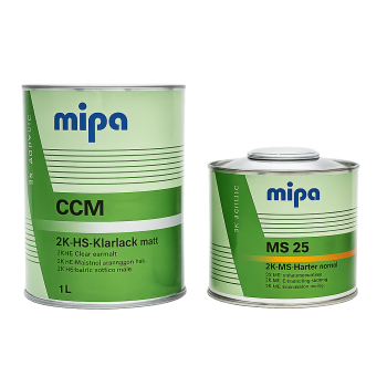 MIPA CCM 2K-HS-Klarlack matt Лак матовый 1л + Отвердитель 2K-MS-Harter MS 25, С75, ССМ, 0,5л