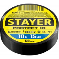STAYER Protect-10 10м х 15мм 5000В красная, Изоляционная лента ПВХ (12292-R)